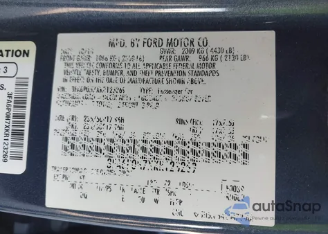 2019 Ford Fusion Se from USA, damaged, VIN 3FA6P0H7XKR123269